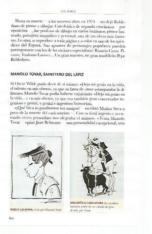 LAMINA COSSIO 51327: Pablo Lalanda y caricatura por Manolo Tovar