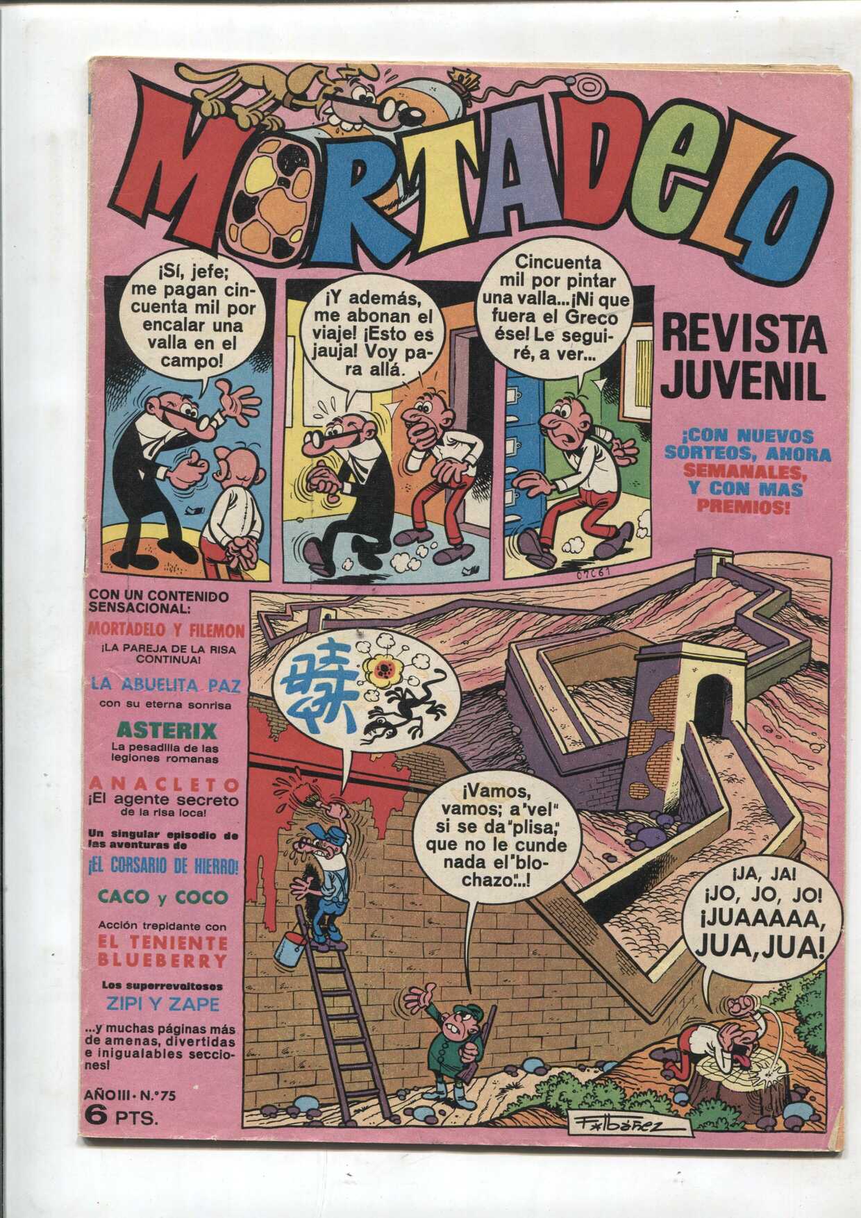 Mortadelo revista semanal numero 075: tiene recortado los billetes de Mortadelo