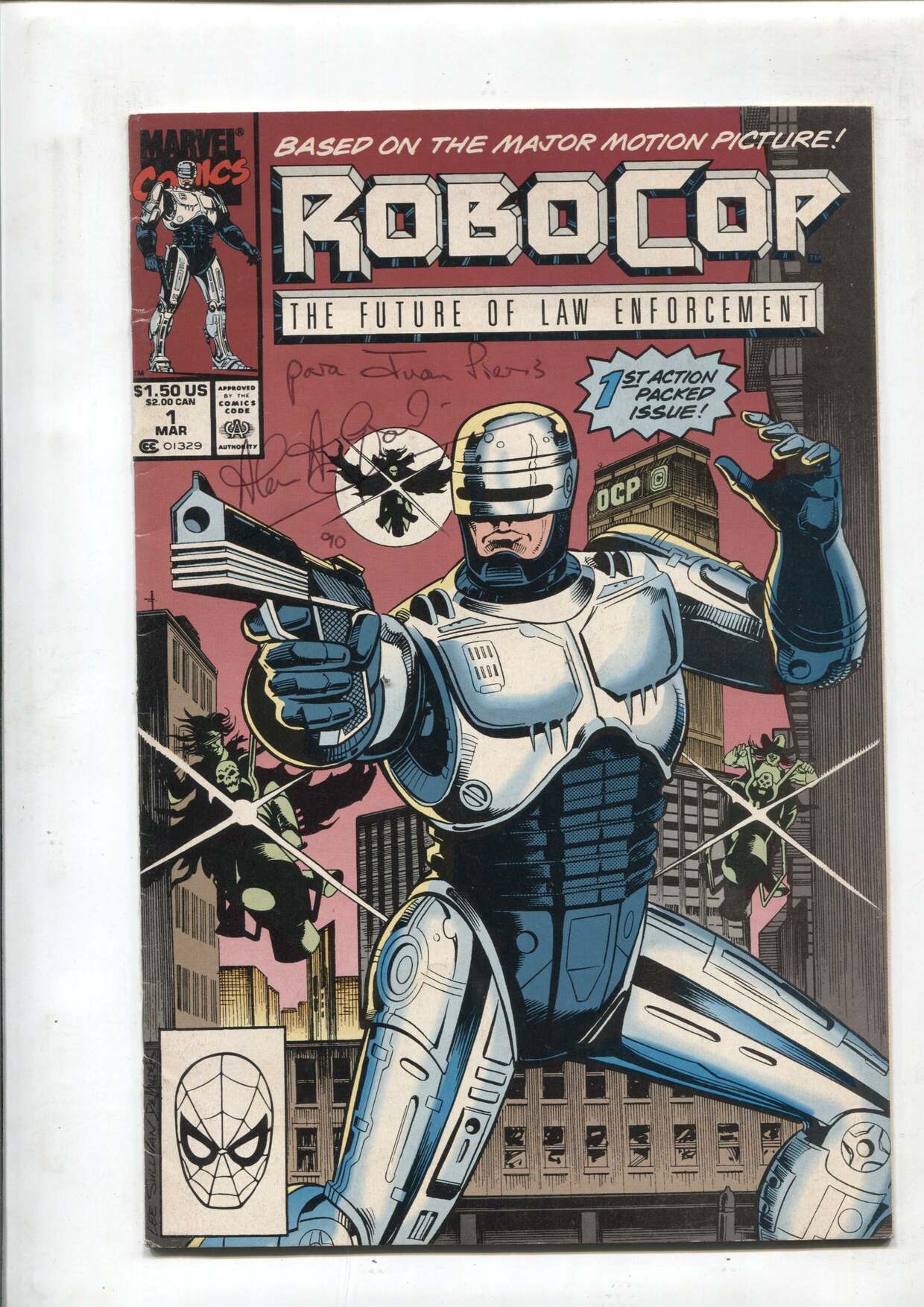 Marvel Comic: Robocop volumen 1 numero 1 (cubierta con dedicatoria Alan Grant al dueño original)