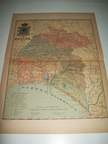 Mapa de la provincia de Huelva. 1903. Firmado por Benito Chias.