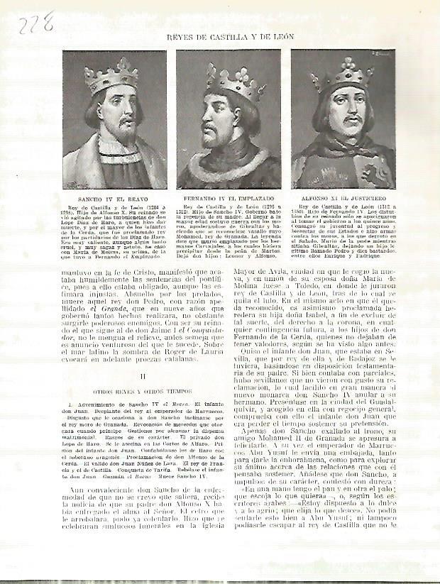LAMINA 4741: Retratos de Sancho IV el Bravo Fernando IV el Emplazado y Alfonso IX el Justiciero
