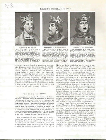 LAMINA 4741: Retratos de Sancho IV el Bravo Fernando IV el Emplazado y Alfonso IX el Justiciero