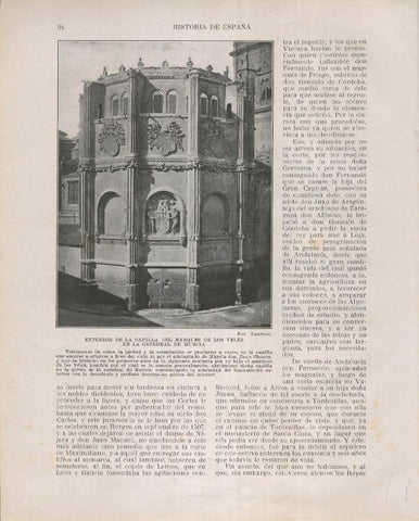 Historia de España lamina 099: Exterior Capilla Marques de los Velez en la catedral de Murcia