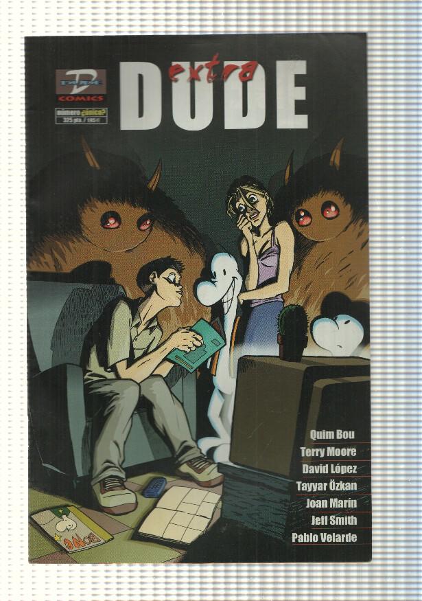 Comic: Extra Dude, 2001. Entre otros: Historieta de Lamur, David Lopez, Negative Burn (Strangers in Paradise)