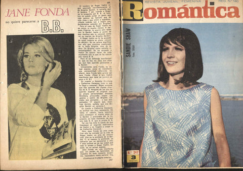 Romantica numero 0247: cubierta con Sandie shaw, trasera ficha articulo sobre Jane Fonda