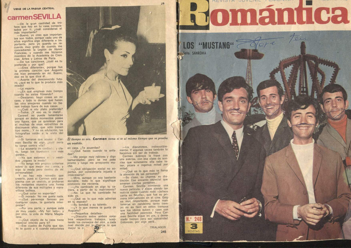 Romantica numero 248: Los Mustang-Carmen Sevilla (numerado 4 en trasera) (grapa oxidada)