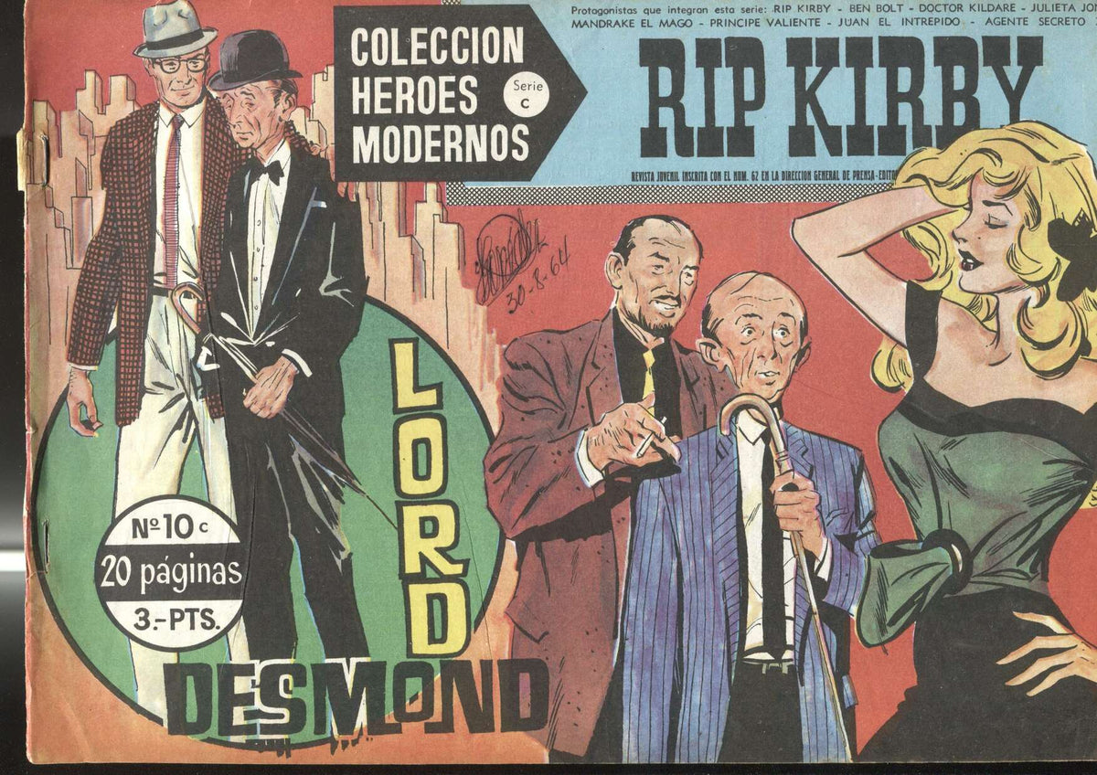 Heroes Modernos serie C: Rip Kirby numero 10 (numerado 2 en trasera)