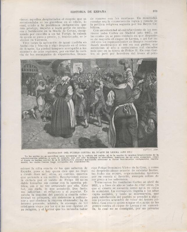Historia de España lamina 215: Excitacion del pueblo contra el duque de Lerma (1611)