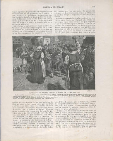 Historia de España lamina 215: Excitacion del pueblo contra el duque de Lerma (1611)