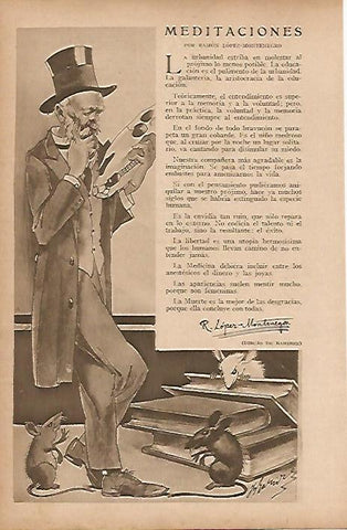 LAMINA BLANCO Y NEGRO 7644: Meditaciones de R. Lopez Montenegro y dibujo de Ramirez
