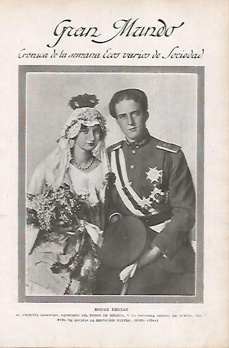 LAMINA BLANCO Y NEGRO 7653: Leopoldo de Belgica y la princesa Astrid de Suecia