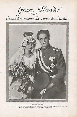 LAMINA BLANCO Y NEGRO 7653: Leopoldo de Belgica y la princesa Astrid de Suecia