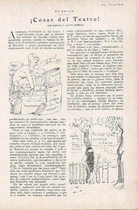 LAMINA BLANCO Y NEGRO 7666:  Cosas del Teatro dibujos de Pellicer