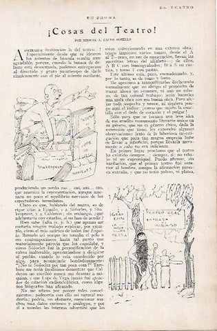 LAMINA BLANCO Y NEGRO 7666:  Cosas del Teatro dibujos de Pellicer