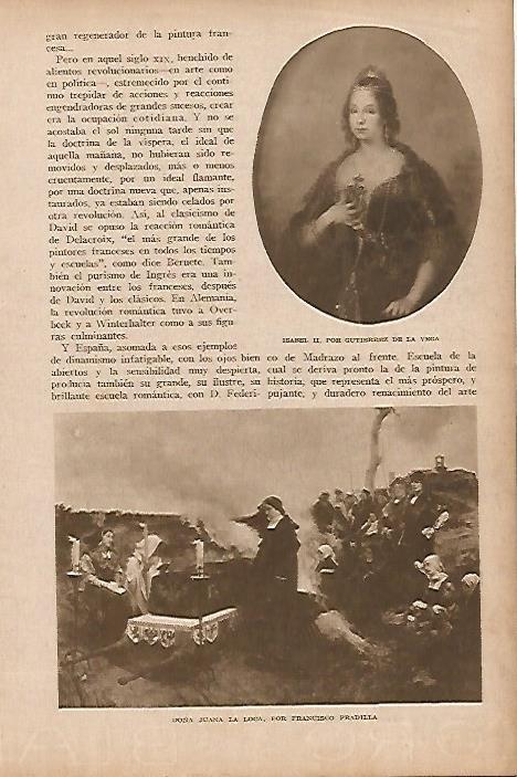 LAMINA BLANCO Y NEGRO 7818: Isabel II por Gutierrez de la Vega y Juana la Loca por Pradilla