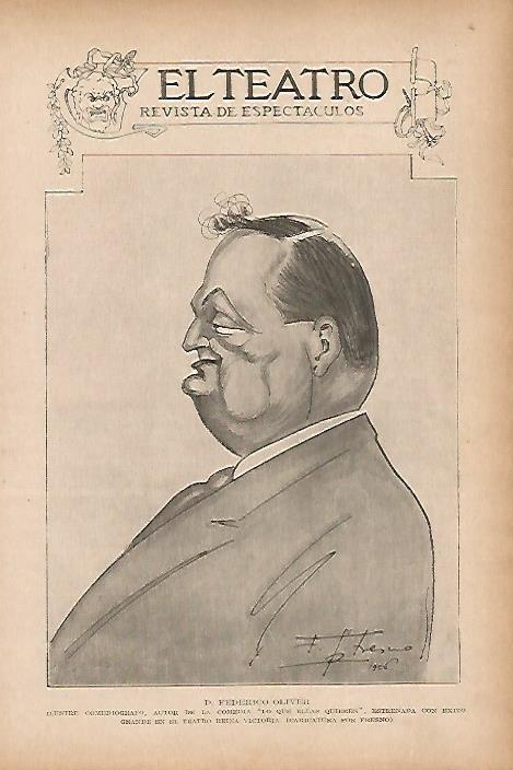 LAMINA BLANCO Y NEGRO 7849: Caricatura de Federico Oliver por Fresno