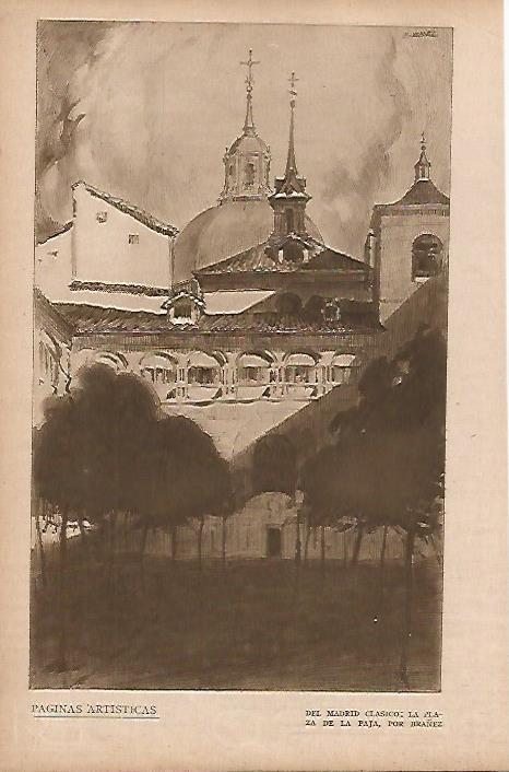 LAMINA BLANCO Y NEGRO 8053: Plaza de la Paja de Madrid por Brañez