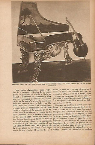 LAMINA BLANCO Y NEGRO 8056: Piano y viola del siglo XVIII