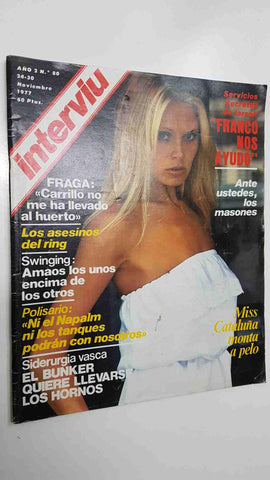Revista Interviu: año 2 num 80 (24-11-77) - Chica portada: Miou Miou. Servicios secretos de Israel: Franco nos ayudo