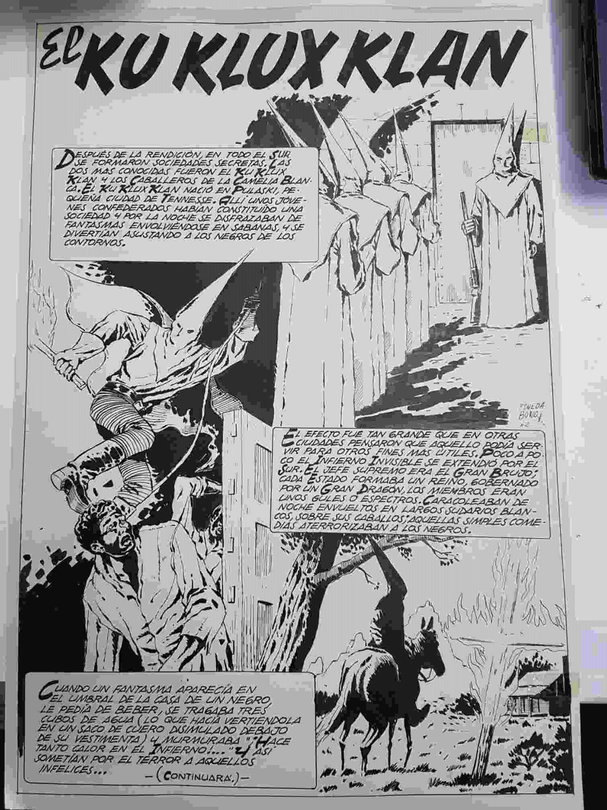 Dibujo original de: El Ku Klux Klan (Pineda Bono 1962)