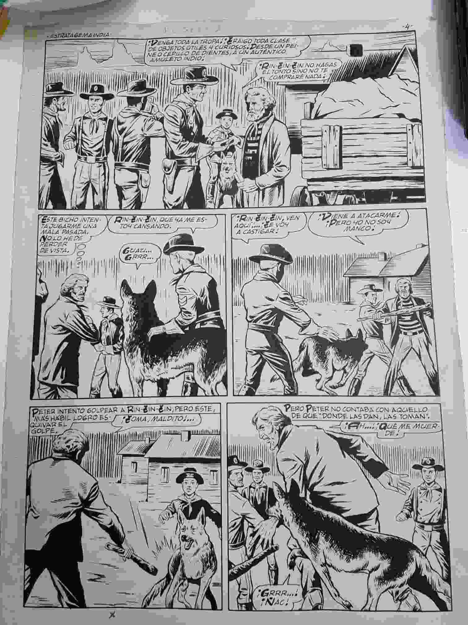 Dibujo original de: Rin Tin Tin, pagina 4 (dibujo de Rosello)