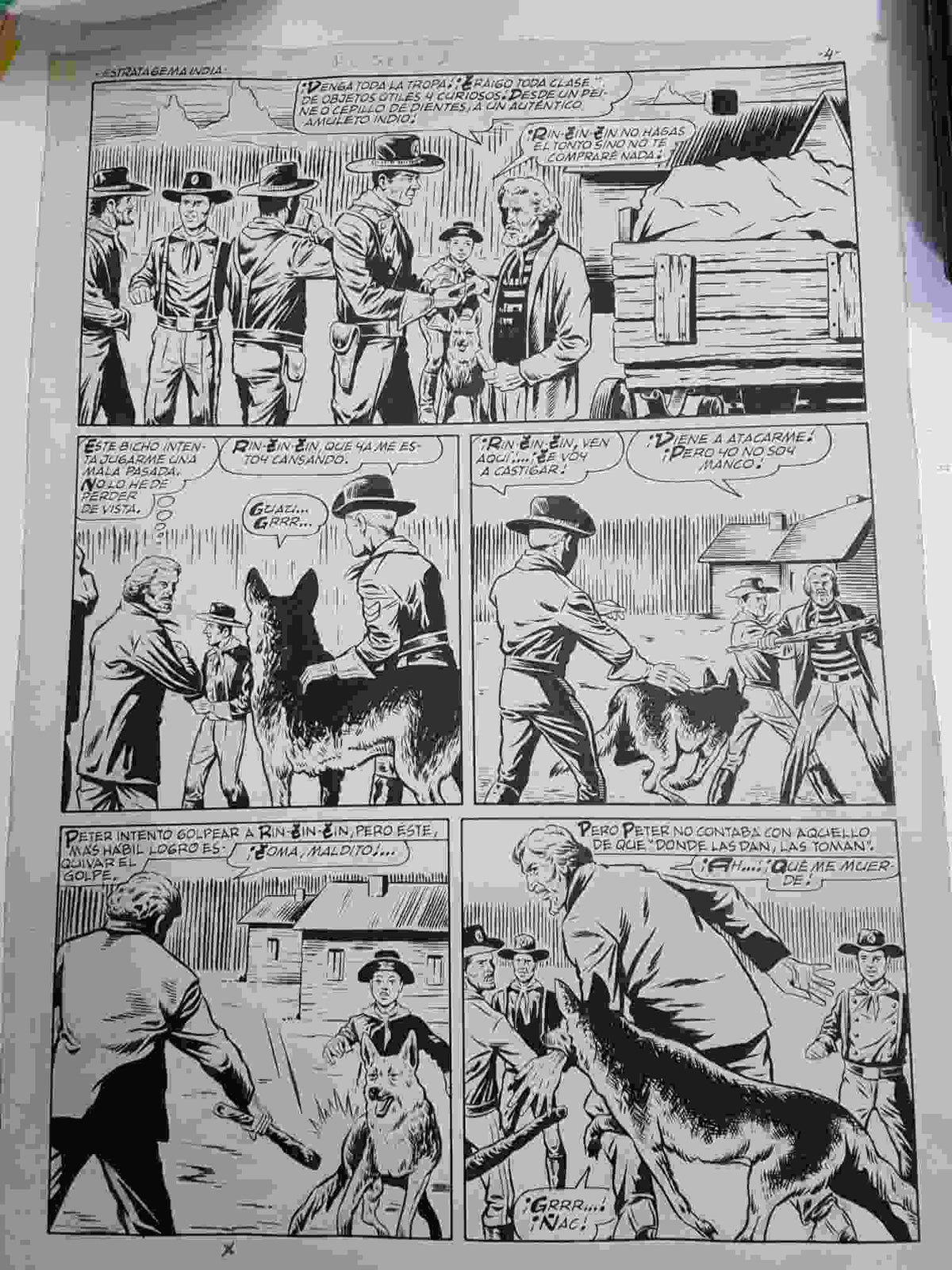 Dibujo original de: Rin Tin Tin, pagina 4 (dibujo de Rosello)