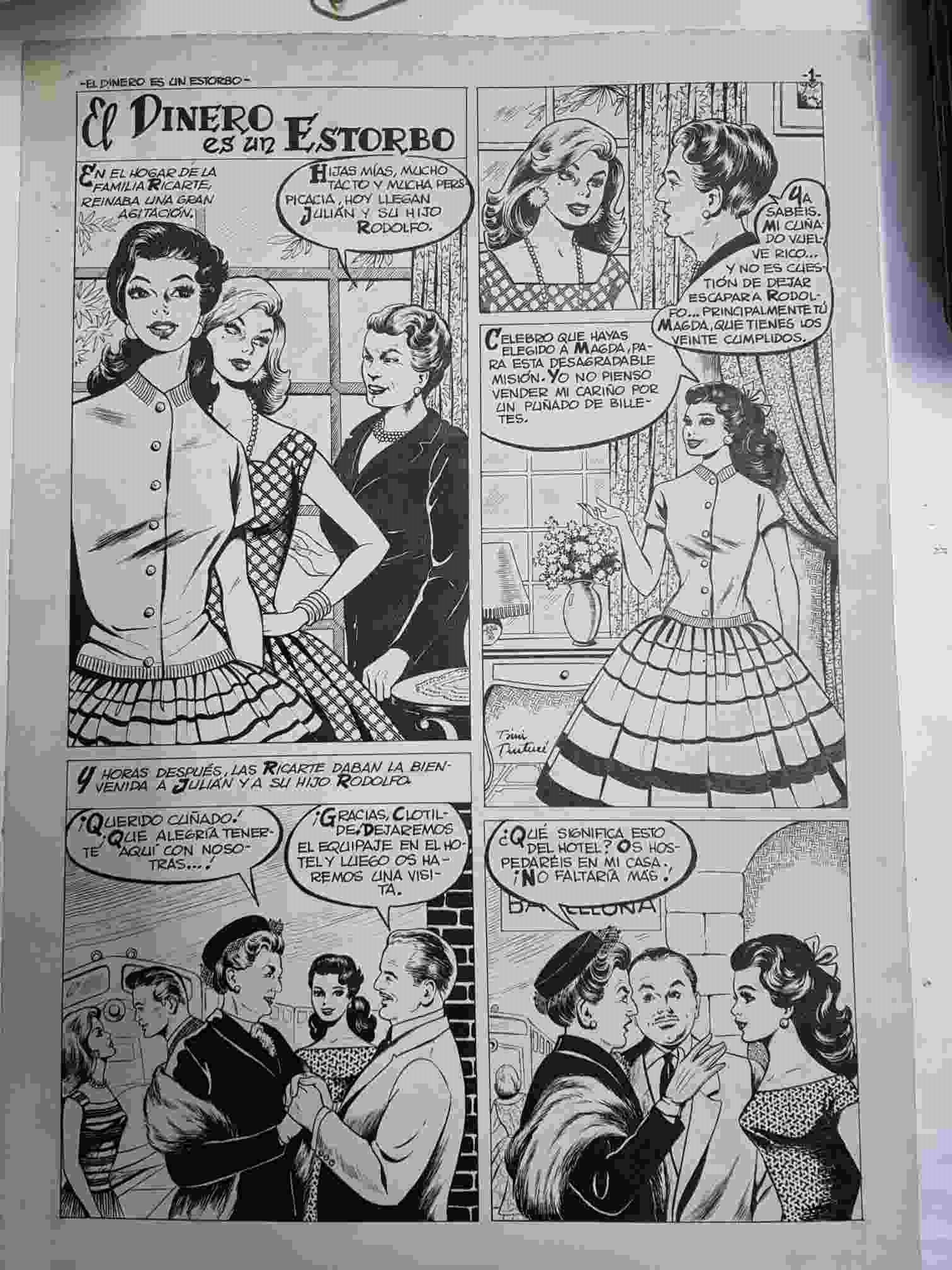 Dibujo original de: El dinero es un estorbo, pagina 1 (dibujo de Trini Tinture)