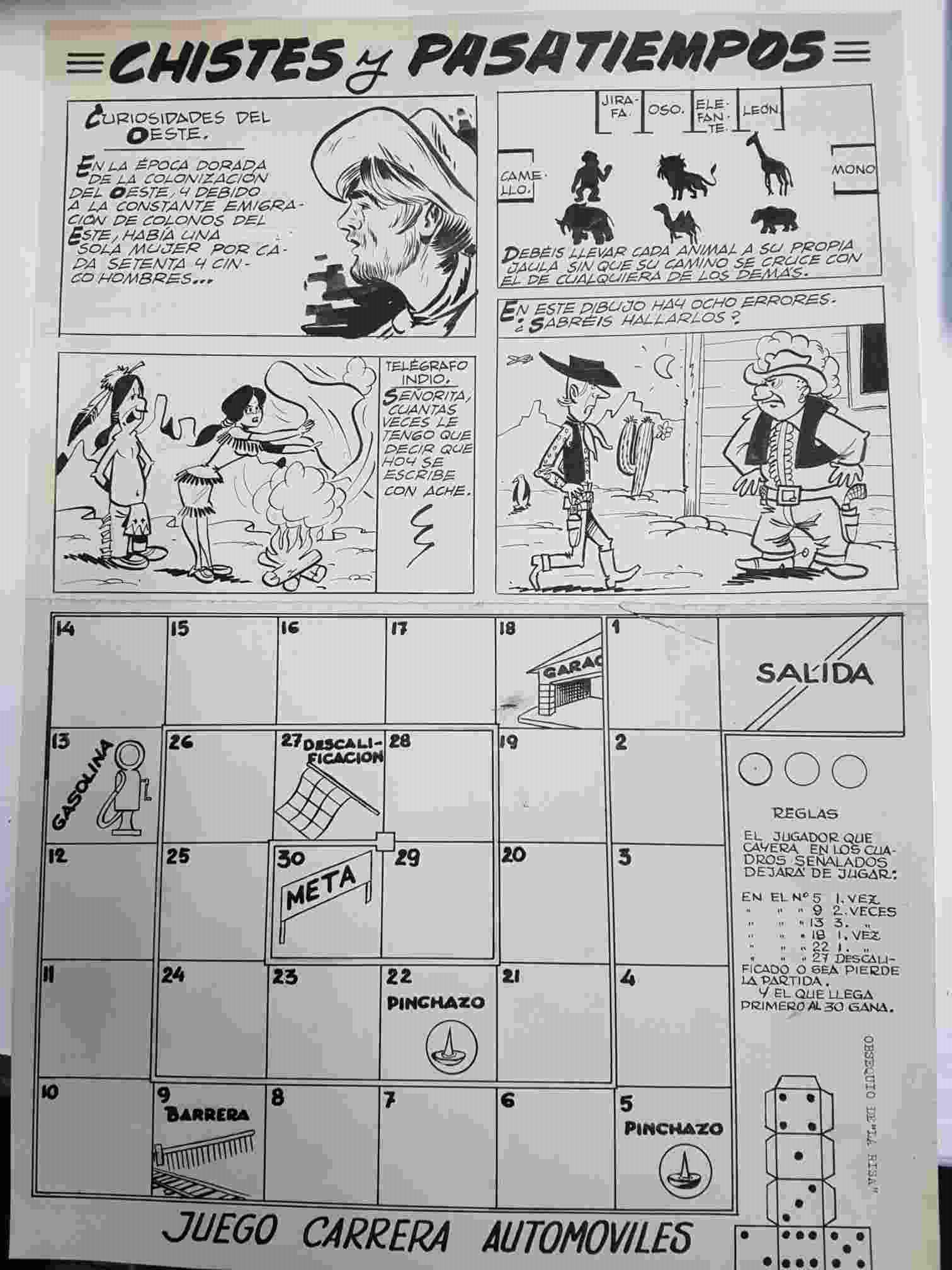 Dibujo original de: pagina chistes y pasatiempos  ( dibujo de ?, numerada 87 en trasera) )