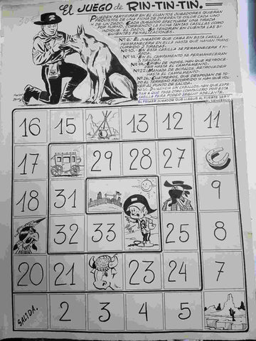 Dibujo original de: pagina El juego de Rin Tin  Tin  ( dibujo de Pineda Bono, numerada 88 en trasera) )