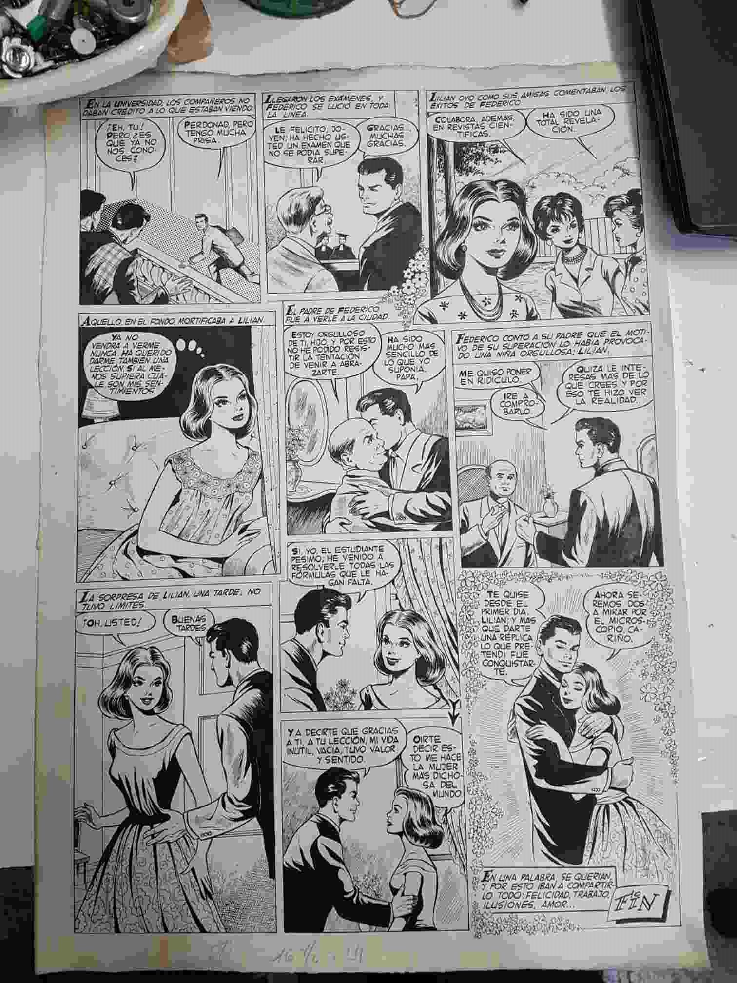Dibujo original de: pagina tematica romantica (dibujo de ?, numerada 93 en trasera) )