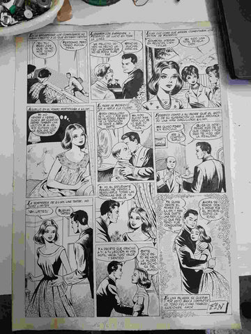 Dibujo original de: pagina tematica romantica (dibujo de ?, numerada 93 en trasera) )