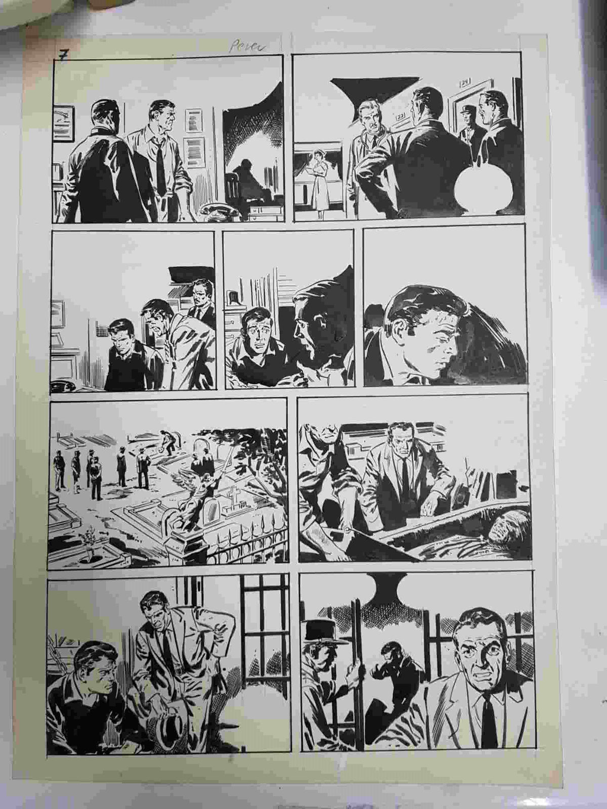 Dibujo original de: pagina tema aventura (dibujo de Perez, numerada 73 en trasera)