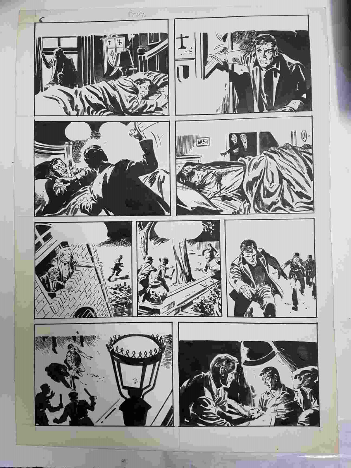 Dibujo original de: pagina tema aventura (dibujo de Perez, numerada 74 en trasera)