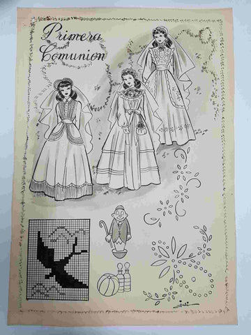 Dibujo original de: pagina tema Primera comunion (dibujo de Juli, numerada 70 en trasera)
