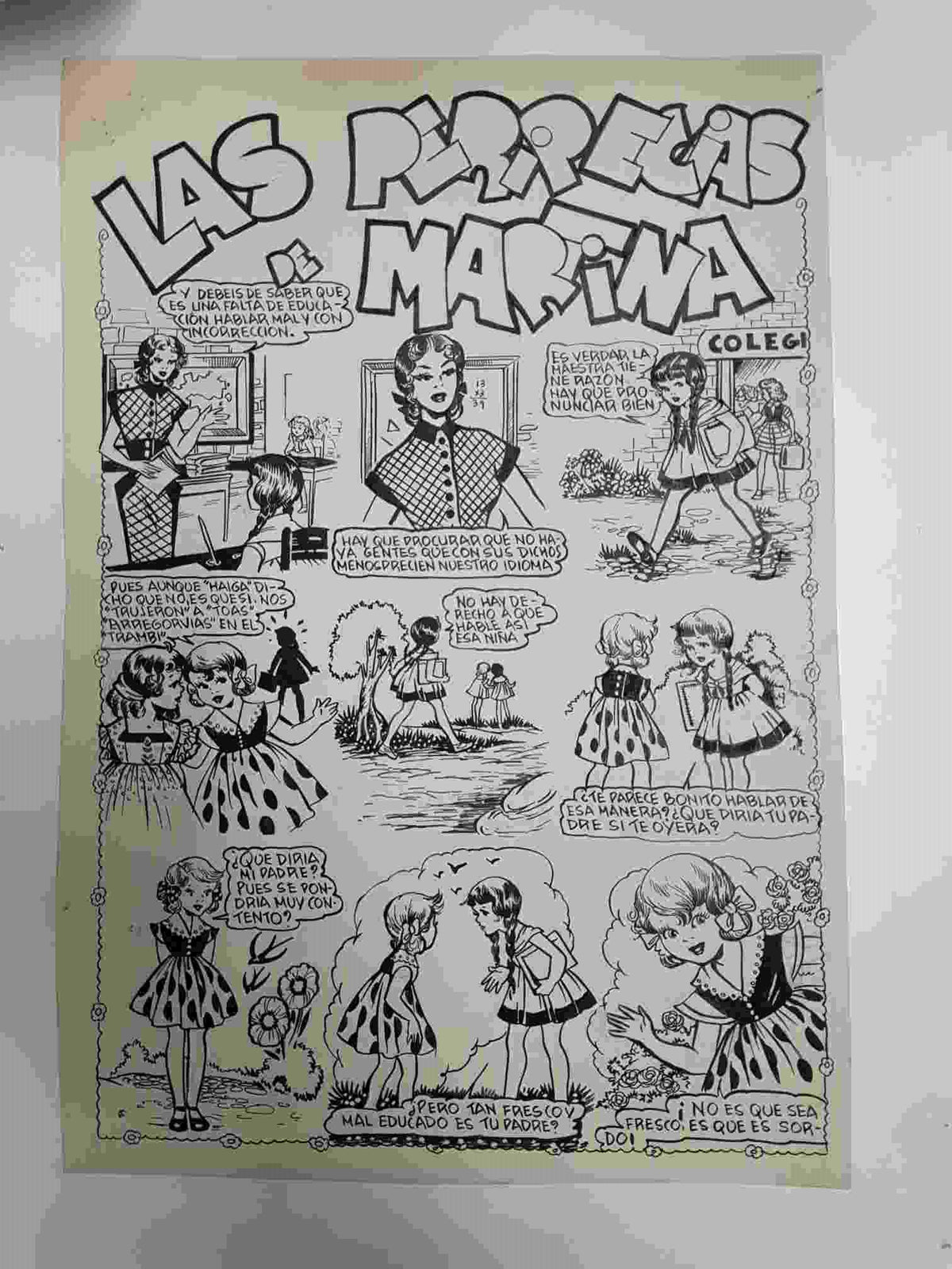 Dibujo original de: pagina Las pericias de Martina  (dibujo de Juli ?, numerada 68 en trasera)