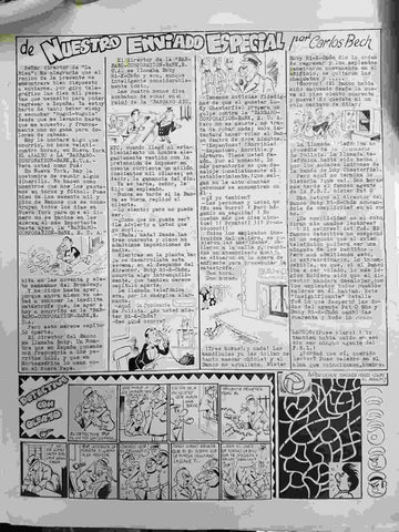 Dibujo original de: pagina De nuestro enviado especial (Carlos Bech y Aynem numerada 59 en trasera)