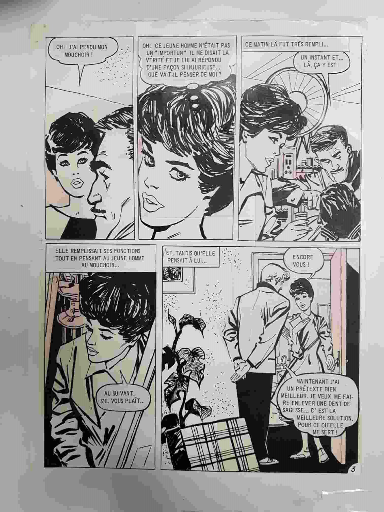 Dibujo original de: pagina Le Mouchoir, pagina 3 (dibujo de ?, numerada 56 en trasera)