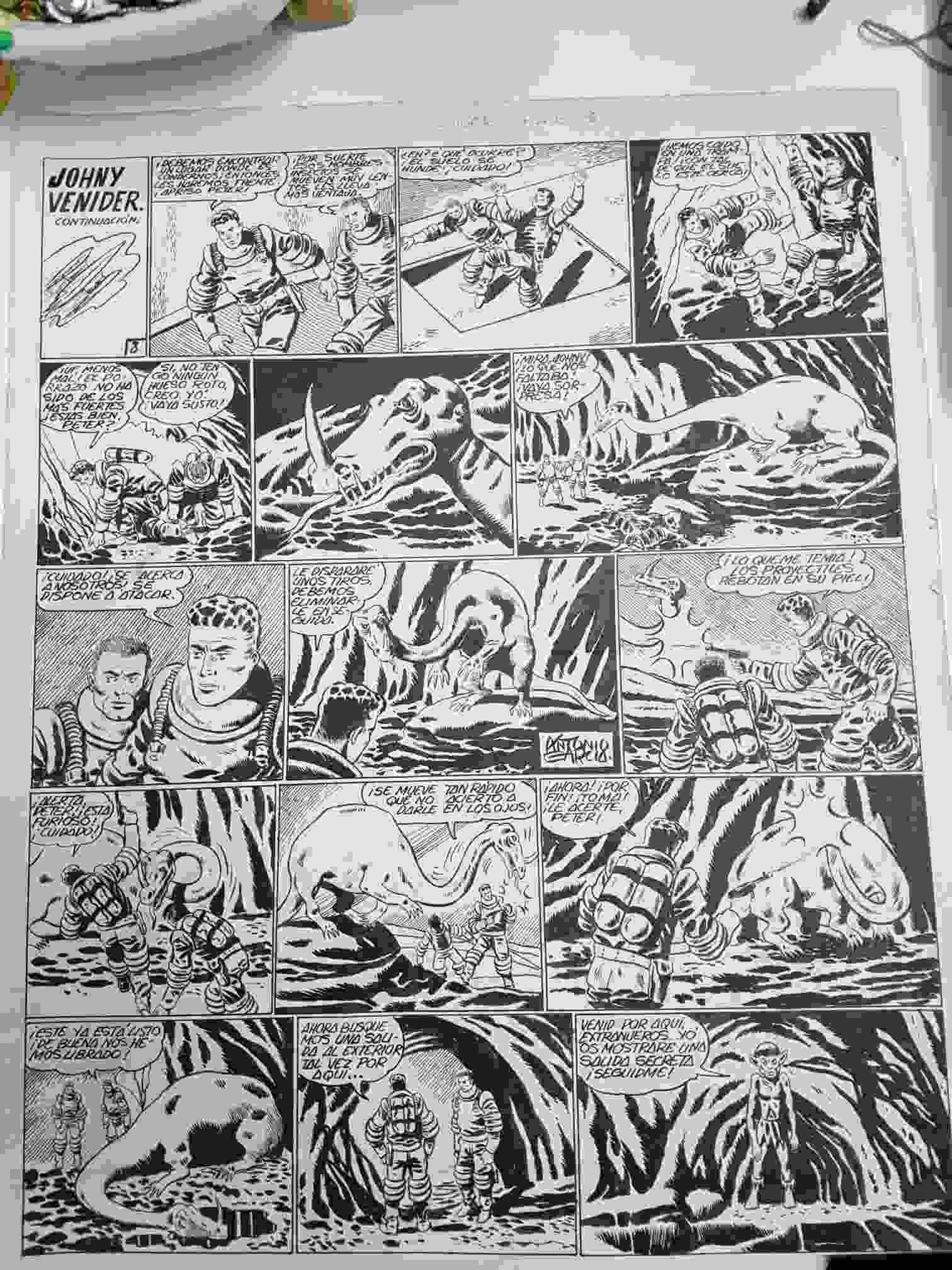 Dibujo original de: Jhony Venider, pagina 3 (dibujo de Antonio Garcia, numerada 11 en trasera)
