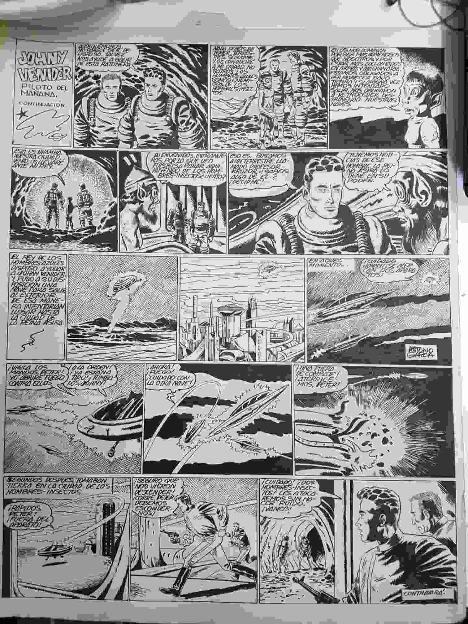 Dibujo original de: Jhony Venider, pagina ? (dibujo de Antonio Garcia, numerada 9 en trasera)