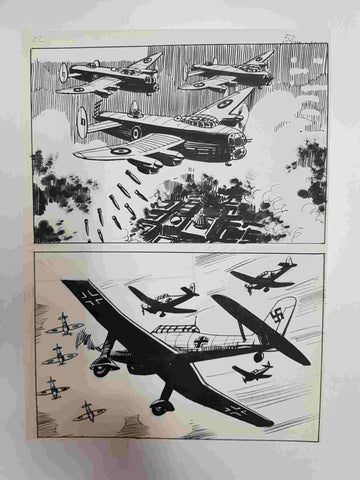 Dibujo original de: tematica belica (dibujo de ?, numerada 31 en trasera)