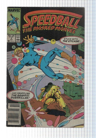 comic, Marvel: Speedball vol. 1 num 02 (October 1988) - The Masked Marvel Stuck on you