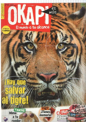 revista Okapi: num 111 feb 2012. Poster desplegable: cachorro de tigre y pasion por el Snowboarding. Enfoco: Robert Pattinson