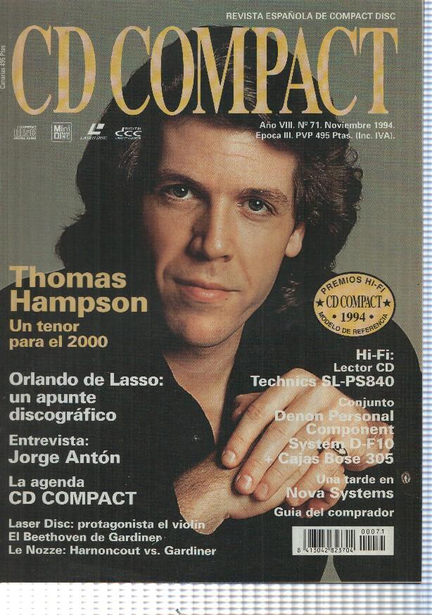 revista: CD Compact año VII num 71, nov 1994, epoca III. Thomas Hampson, entrevista: Jorge Anton
