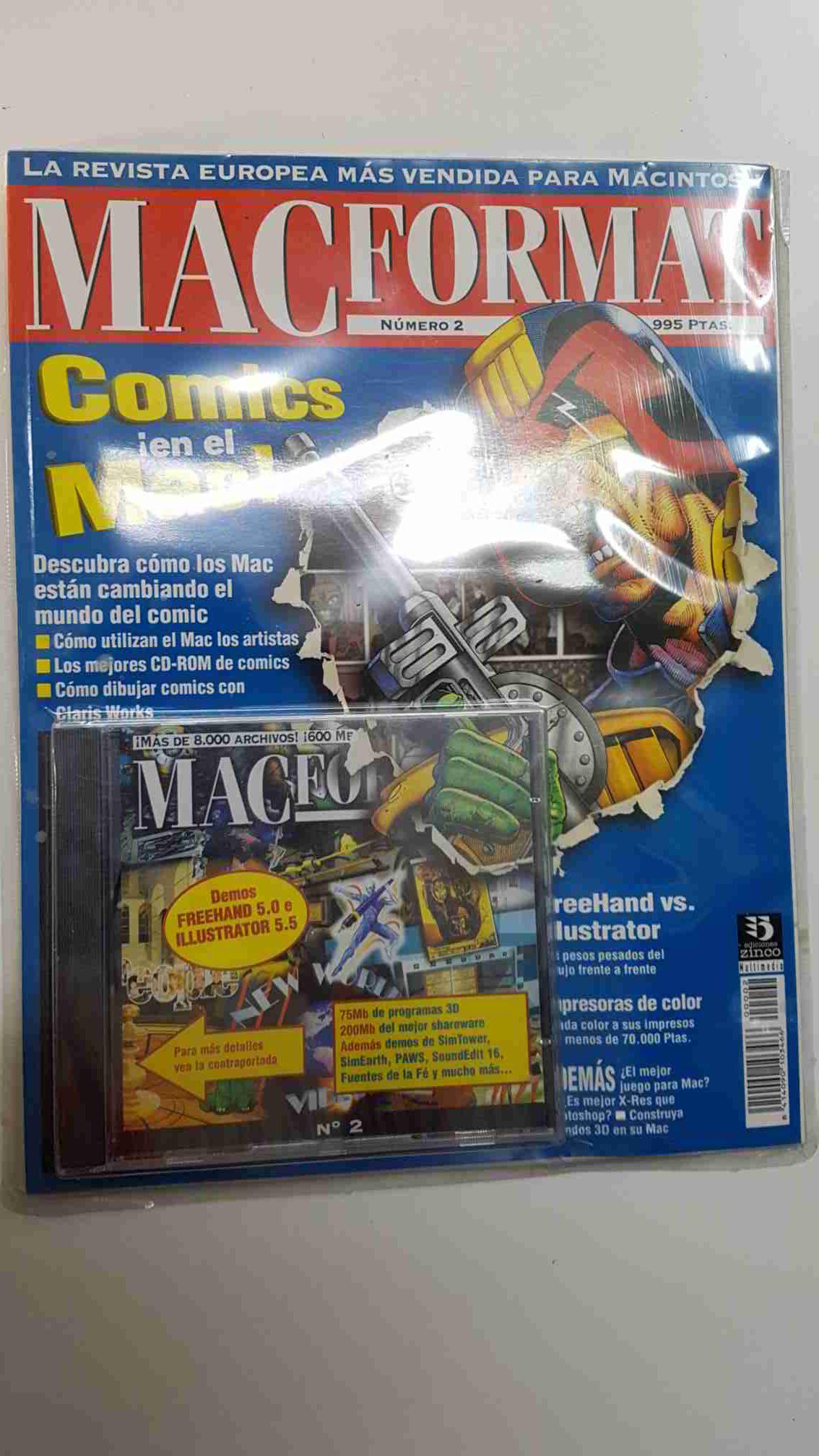 Revista MacFormat num 2 mayo 1995 - FreeHand vs illustrator. Los mejores cds de comics. Crear texturas y superficies en 3D