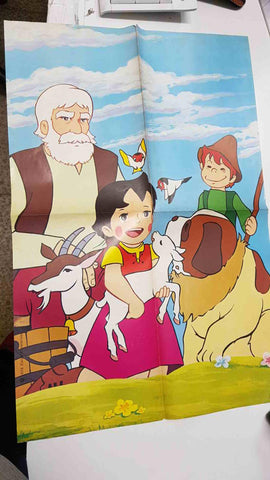 Poster: de la serie Anime Heidi de los años 70. Salen Heidi, el abuelo, Pedro, Copo de Nieve y Niebla