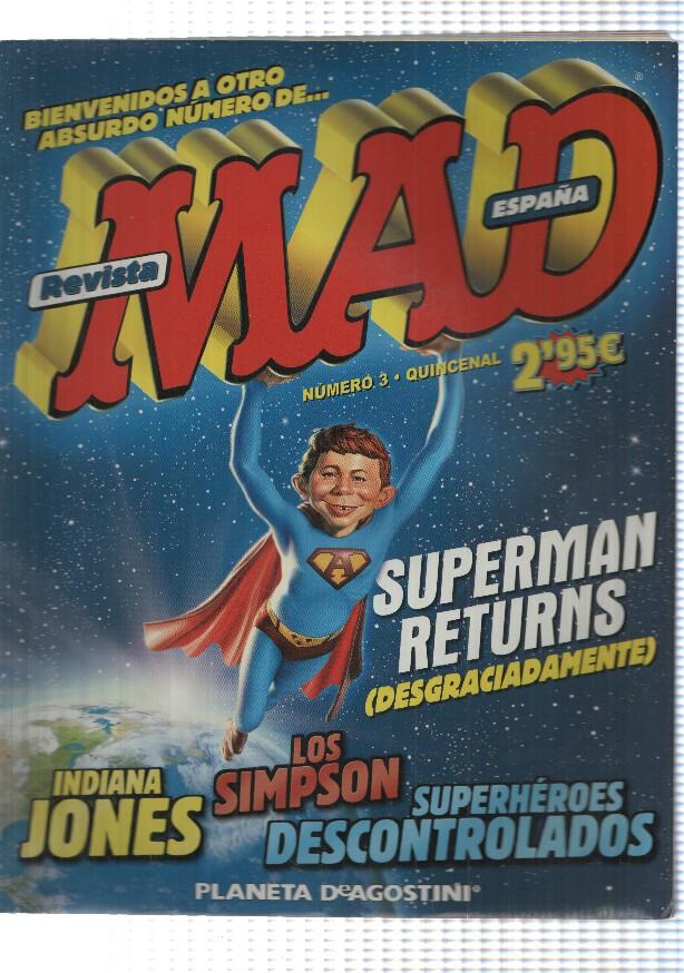 Revista: Mad num 3. Superman Returns, Indiana Jones, Los Simpsons, Superheroes descontrolados
