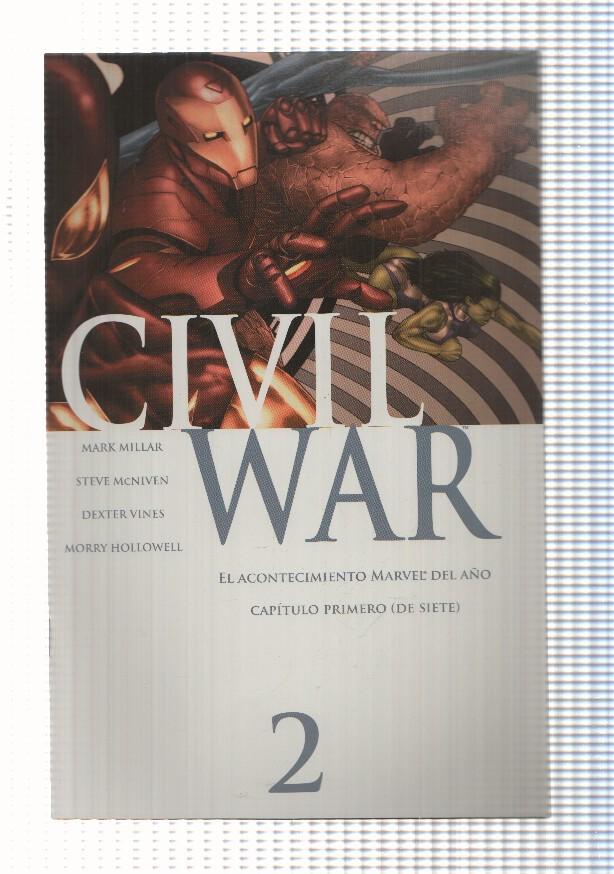 Marvel: Civil War año I num 2 de 7, serie limitada. Cubierta de Steve McNiven. Mark Millar, Steve