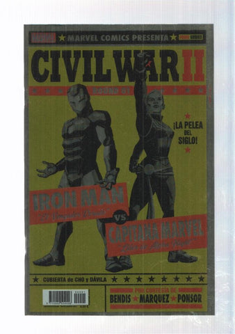 Panini, Civil War II: num 1 año I, oct 2016 (cubierta metalizada - Iron Man, capitana Marvel)