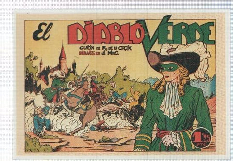 Ficha tebeo numerada 102: El diablo verde, dibujo de J.Mac
