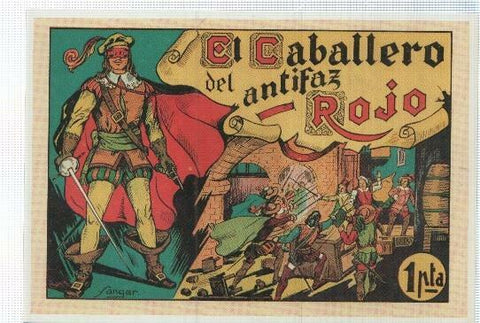 Ficha tebeo numerada 224: El caballero del antifaz rojo, dibujo de Sangar